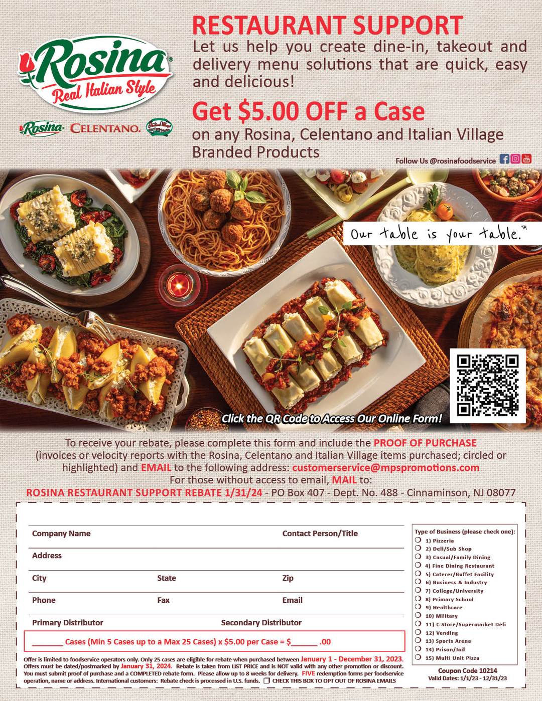 Restaurant Rebate Program