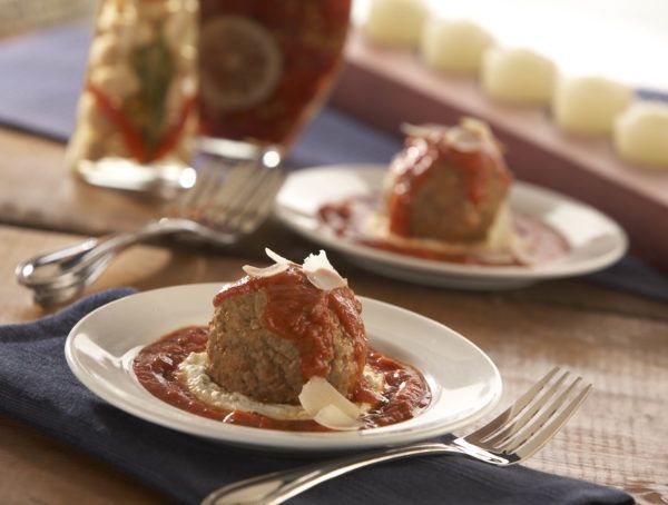 Beef and Pork Meatball with Ricotta Cheese and Marinara Sauce