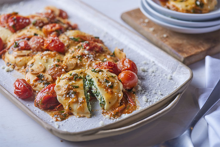 Celentano Garlic Florentine Ravioli and Oven Roasted Tomatoes