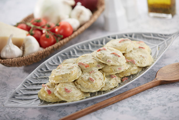 Celentano Four Cheese Ravioli with Pesto Cream Sauce