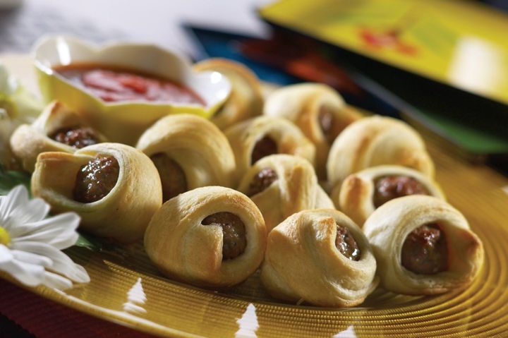 Rosina wrapped meatballs on a plate