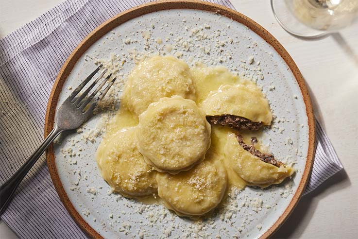 Celentano Portobello Mushroom Ravioli with Butter and Parmesan Cheese