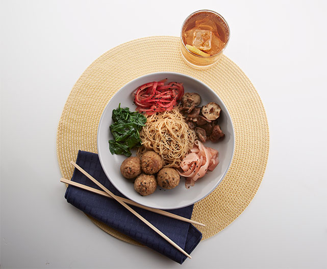 Rosina Bella Premium Italian Beef & Pork Meatball Asian Inspired Noodle Bowl