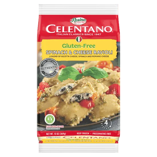 13oz Rosina PASTA Gluten Free Spinach & Cheese Ravioli Front View