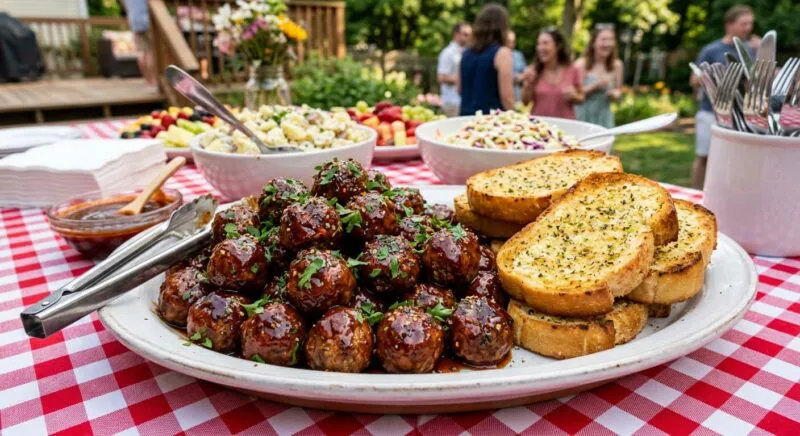Celebration Meatballs Hot Honey BBQ Meatballs with Garlic Toast