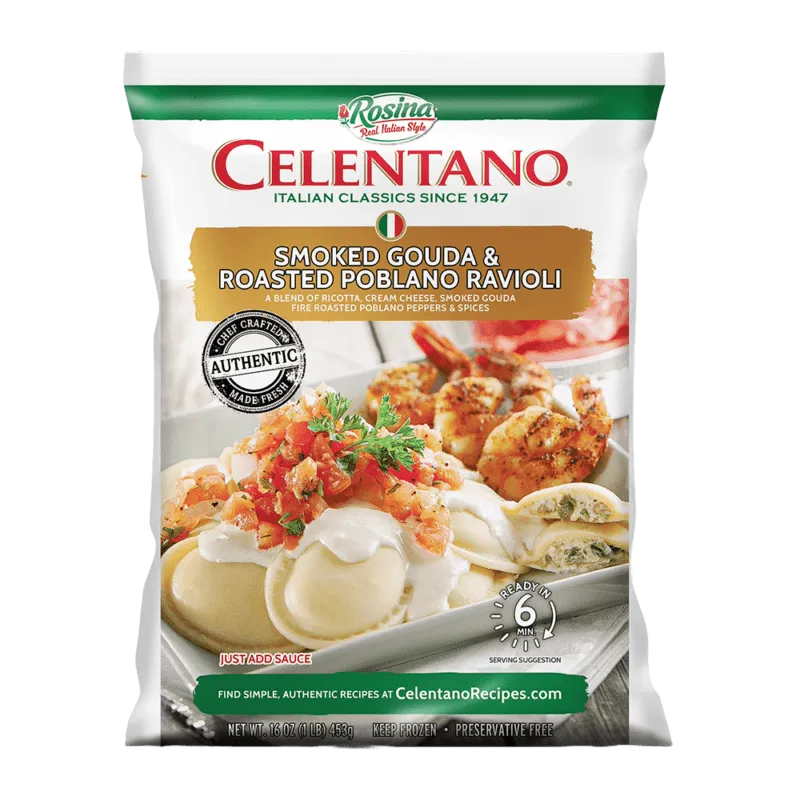 Celentano Smoked Gouda Roasted Poblano Ravioli 16 oz