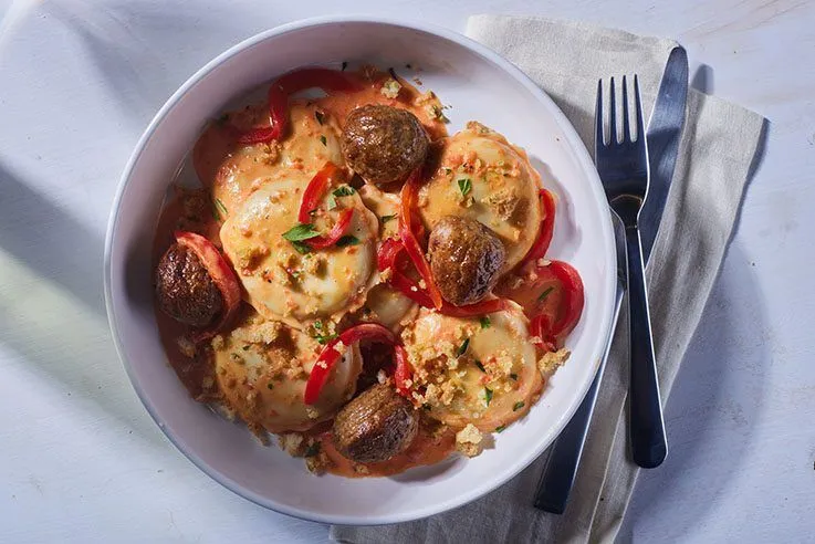 Florentine Ravioli Halal Meatballs Peppe Cream Sauce Muscarella