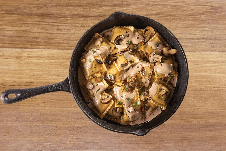 Portobello Mushroom Ravioli with Mushroom Sauce
