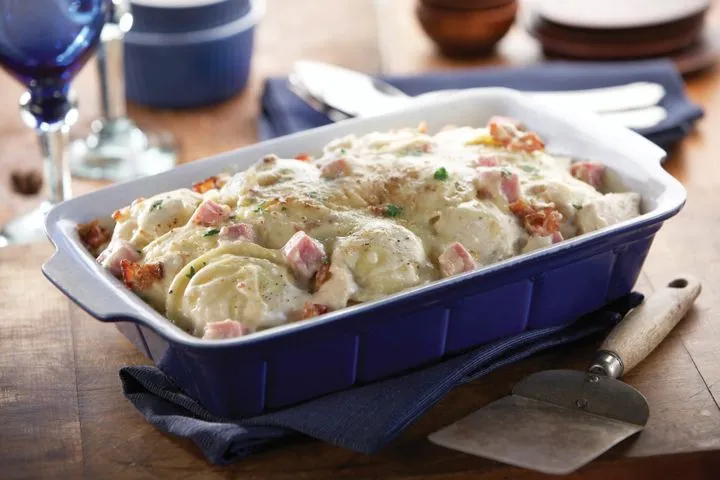 Celentano Cheese Ravioli Swiss Ham Bake