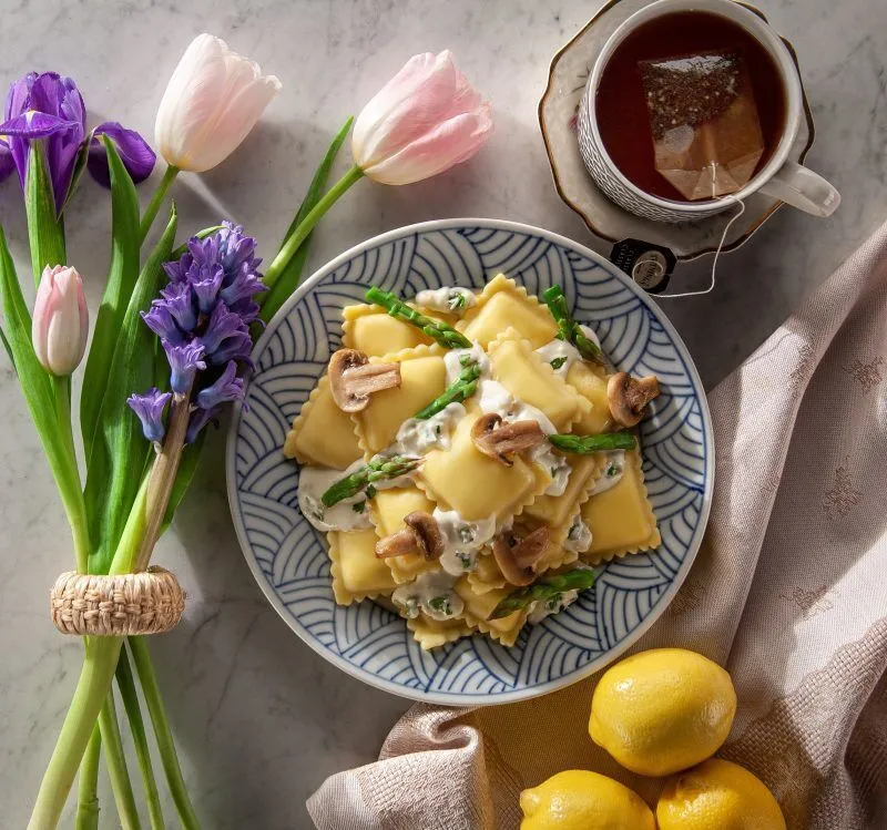 Celentano 4 Cheese Ravioli Lemon Asparagus scaled