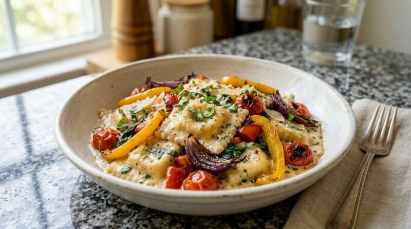 High Protein 4 Cheese Ravioli Garlic & Herb Cream Cheese with Roasted Vegetables