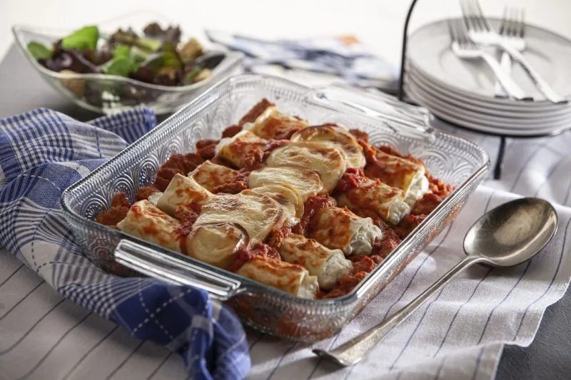 Celentano Cheese Manicotti Marinara Meatball Bake