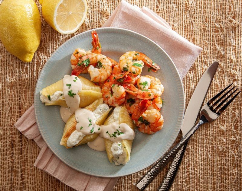 Celentano Cheese Stuffed Shells Shrimp Scampi Alfredo
