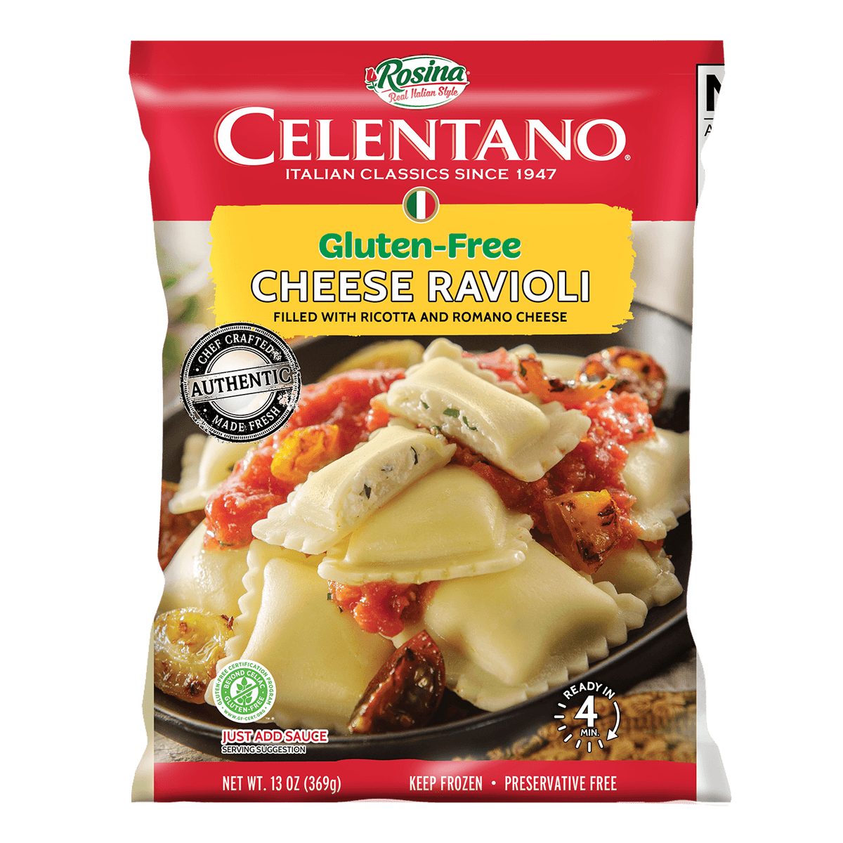 13oz Rosina PASTA Gluten Free Cheese Ravioli