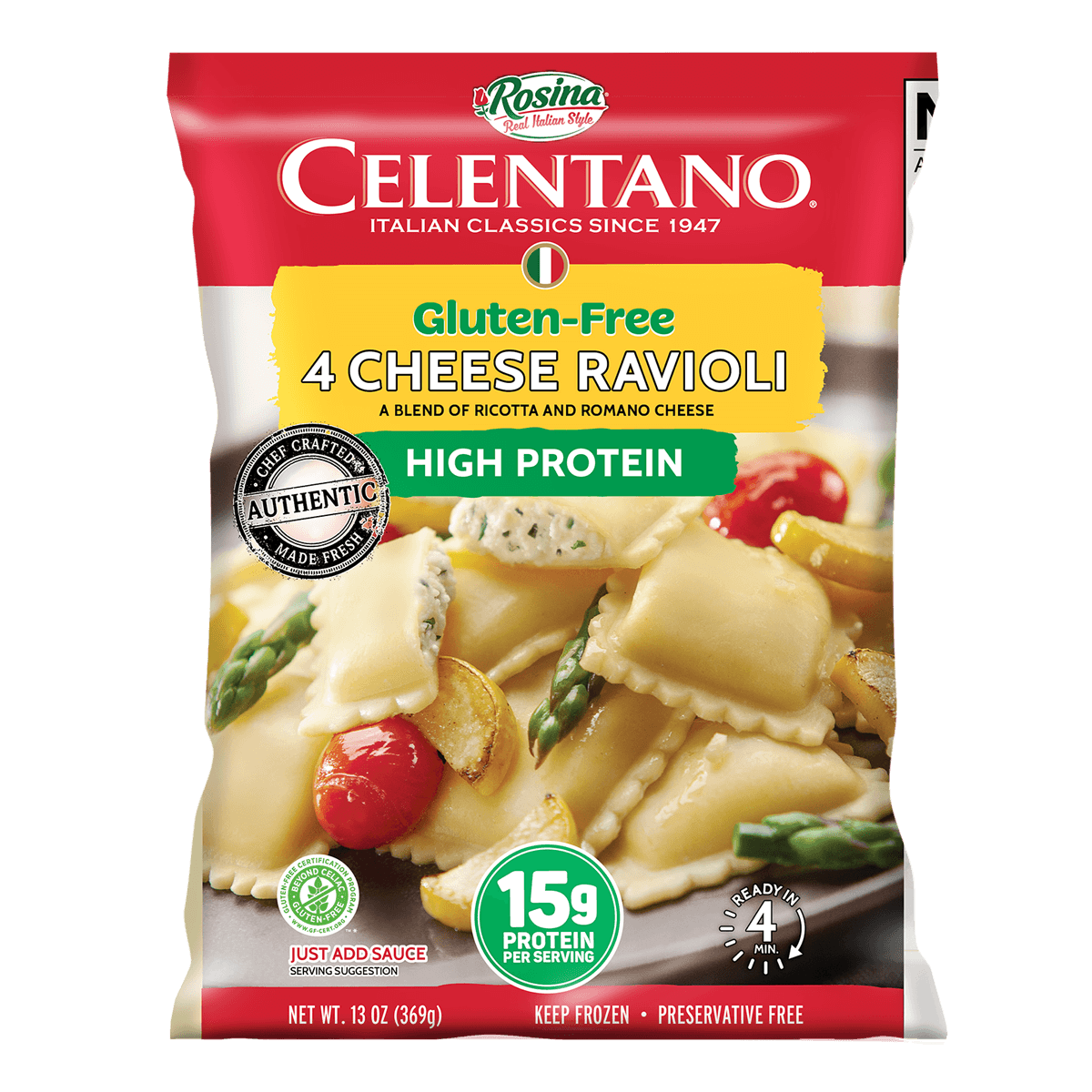 13oz Rosina PASTA High Protein Gluten Free 4 Cheese Ravioli