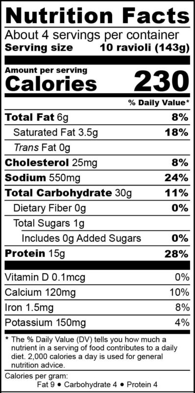 19oz HighProtein4CheeseRavioli NFP 19oz HighProtein4CheeseRavioli NFP