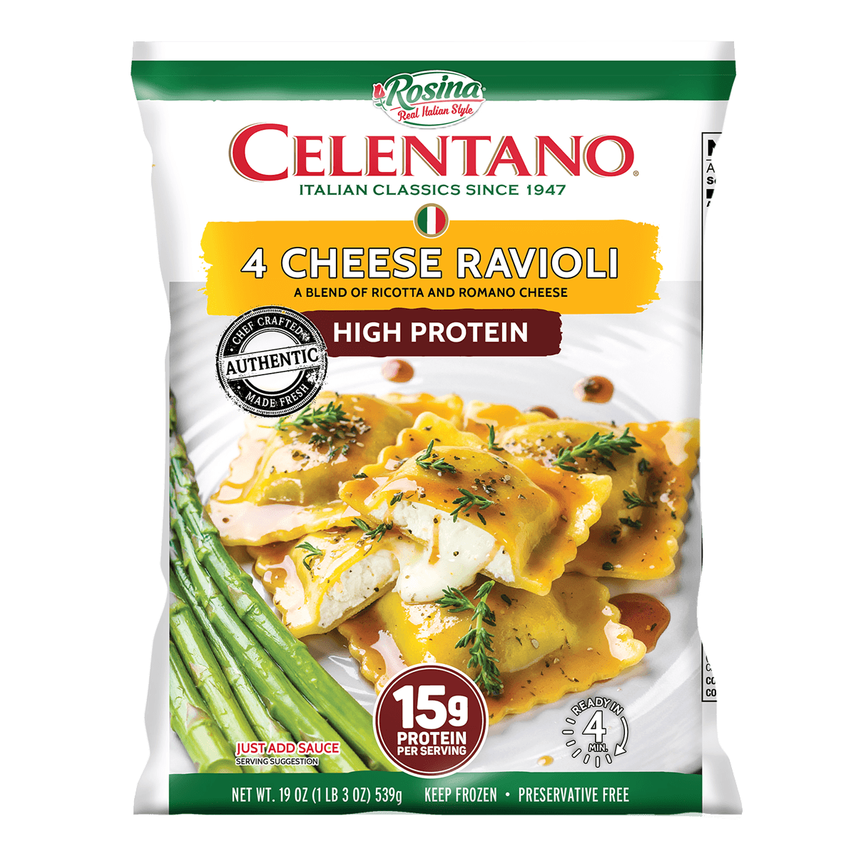 19oz Rosina PASTA 4 Cheese Ravioli