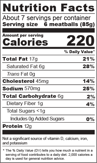 20 oz IV Homestyle Meatballs NFP 20 oz IV Homestyle Meatballs NFP
