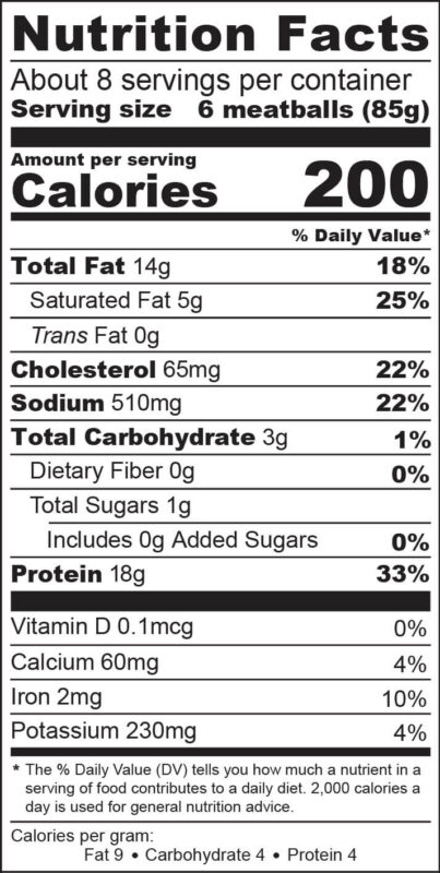 24oz HighProtein Meatballs NFP 24oz HighProtein Meatballs NFP