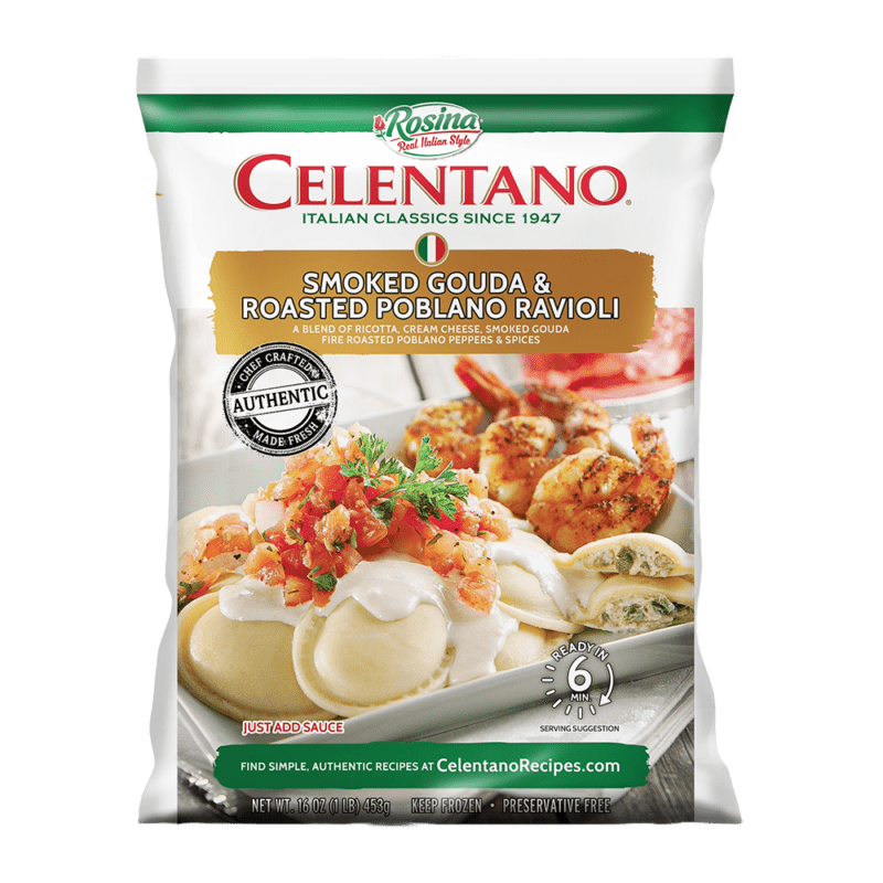 Celentano Smoked Gouda Roasted Poblano Ravioli 16 oz