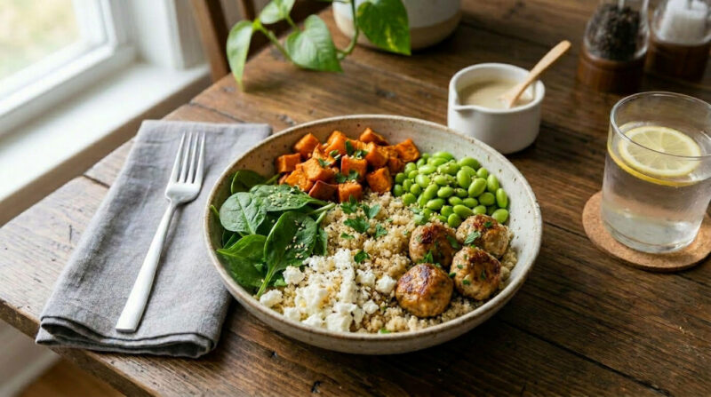 High Protein Meatballs Buddha Bowl