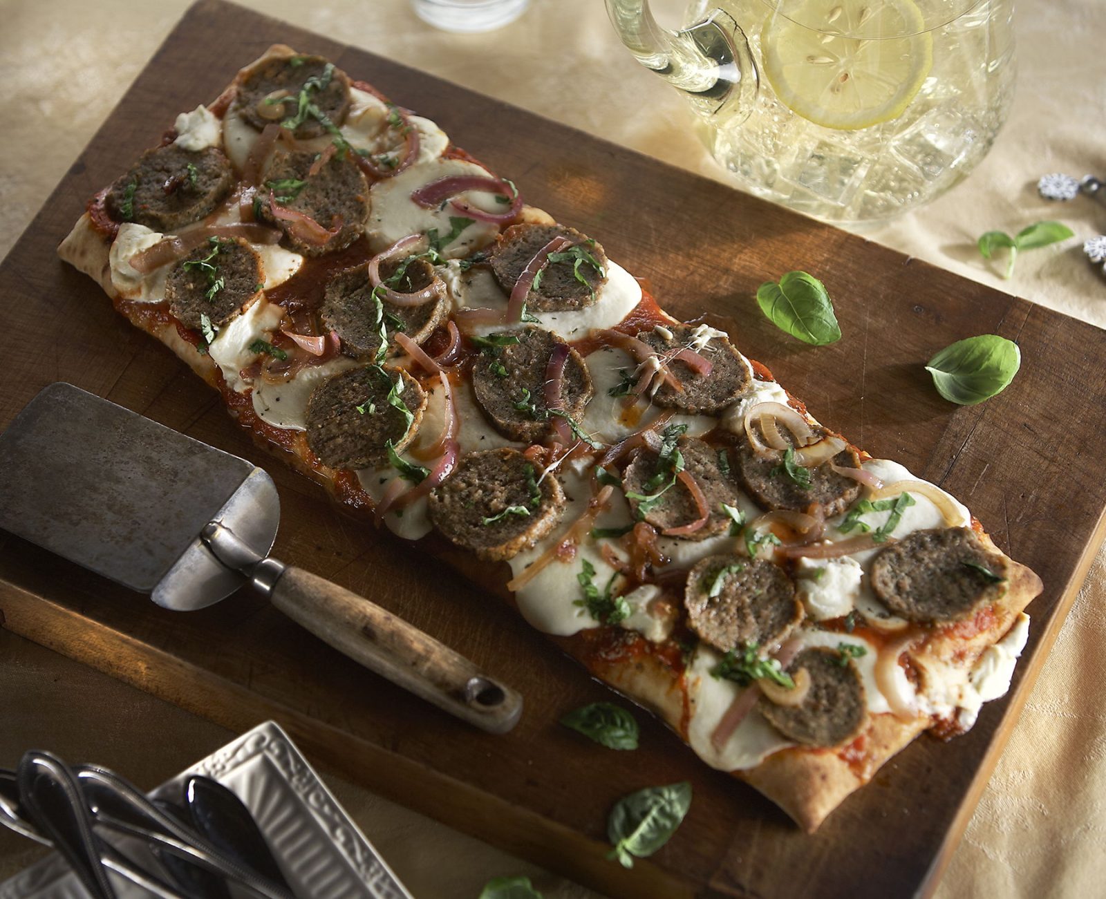 Turkey Meatball Flatbread with Ricotta