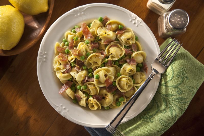 celentano cheese tortellini peas prosciutto recipe