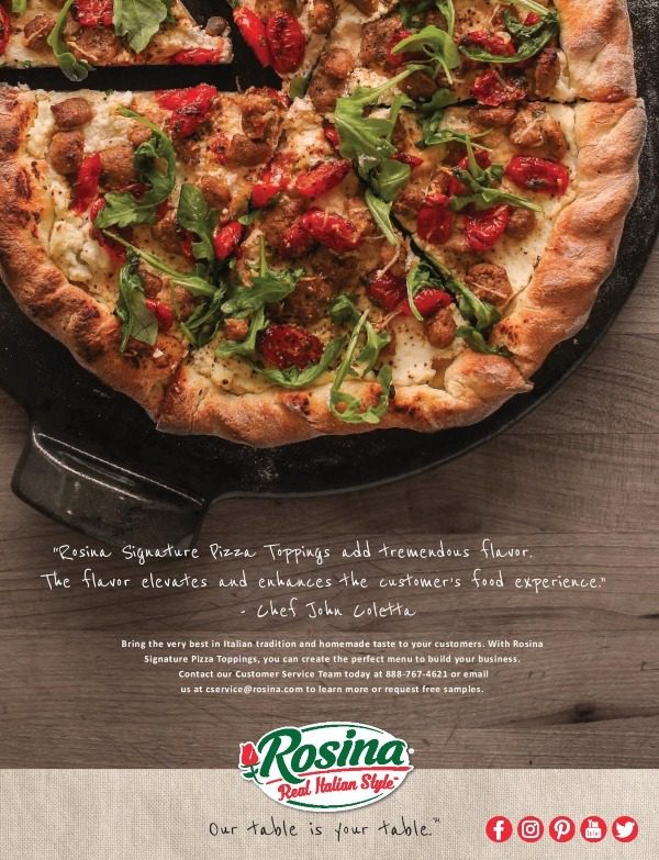 rosina signature pizza toppings brochure